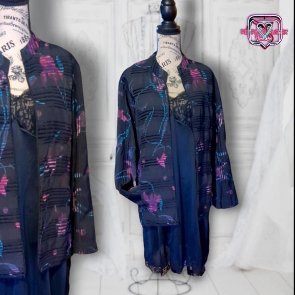 VINTAGE Asian Inspired Open Front Kimono Blazer - Picture 1 of 7